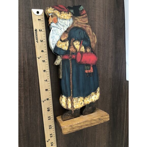 Signed & Numbered Santa Claus Hand painted Wood Folk Art Primitive Christmas VTG - Picture 6 of 6